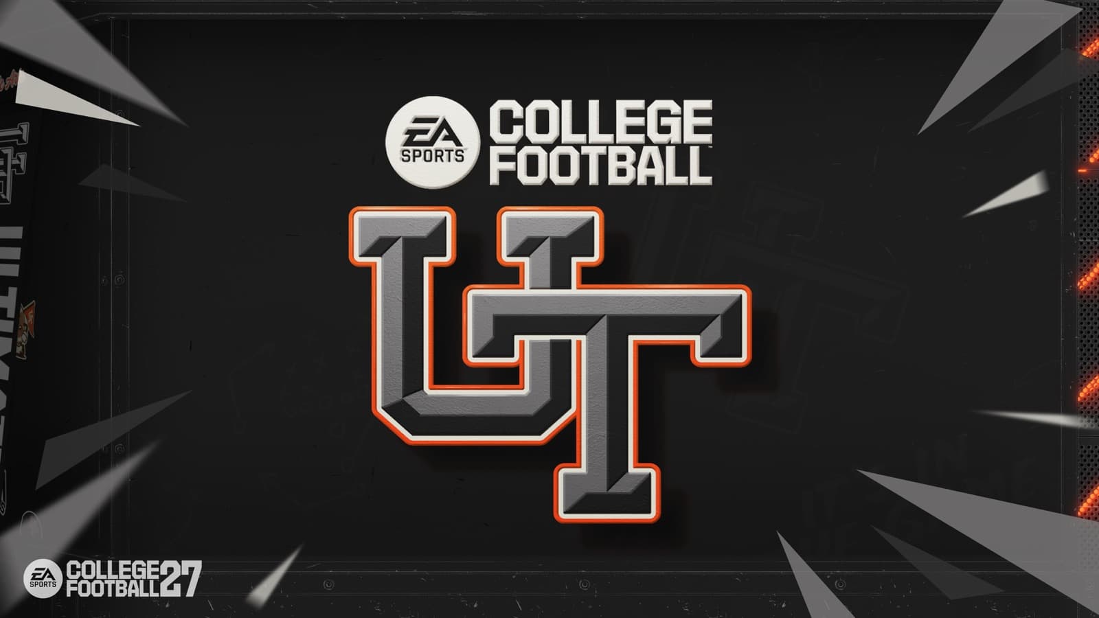 College Football Ultimate Team logo on a dark metallic College Football 27 graphic.